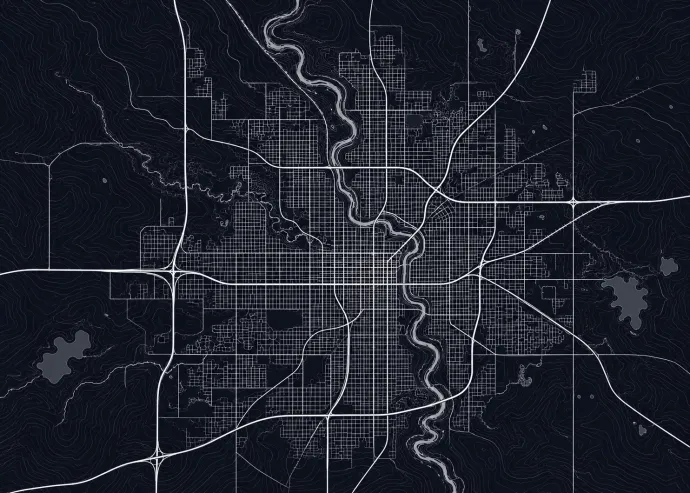 Topographic map of Sioux Falls